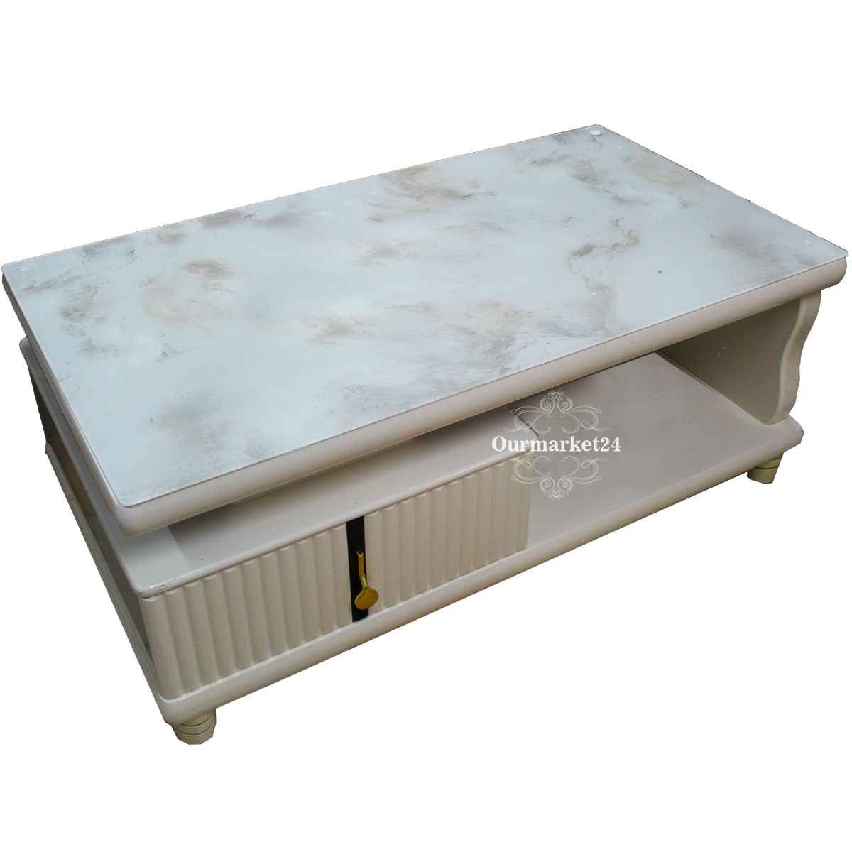 FURNITURE Coffee Tables Glass top coffee table with foot rest