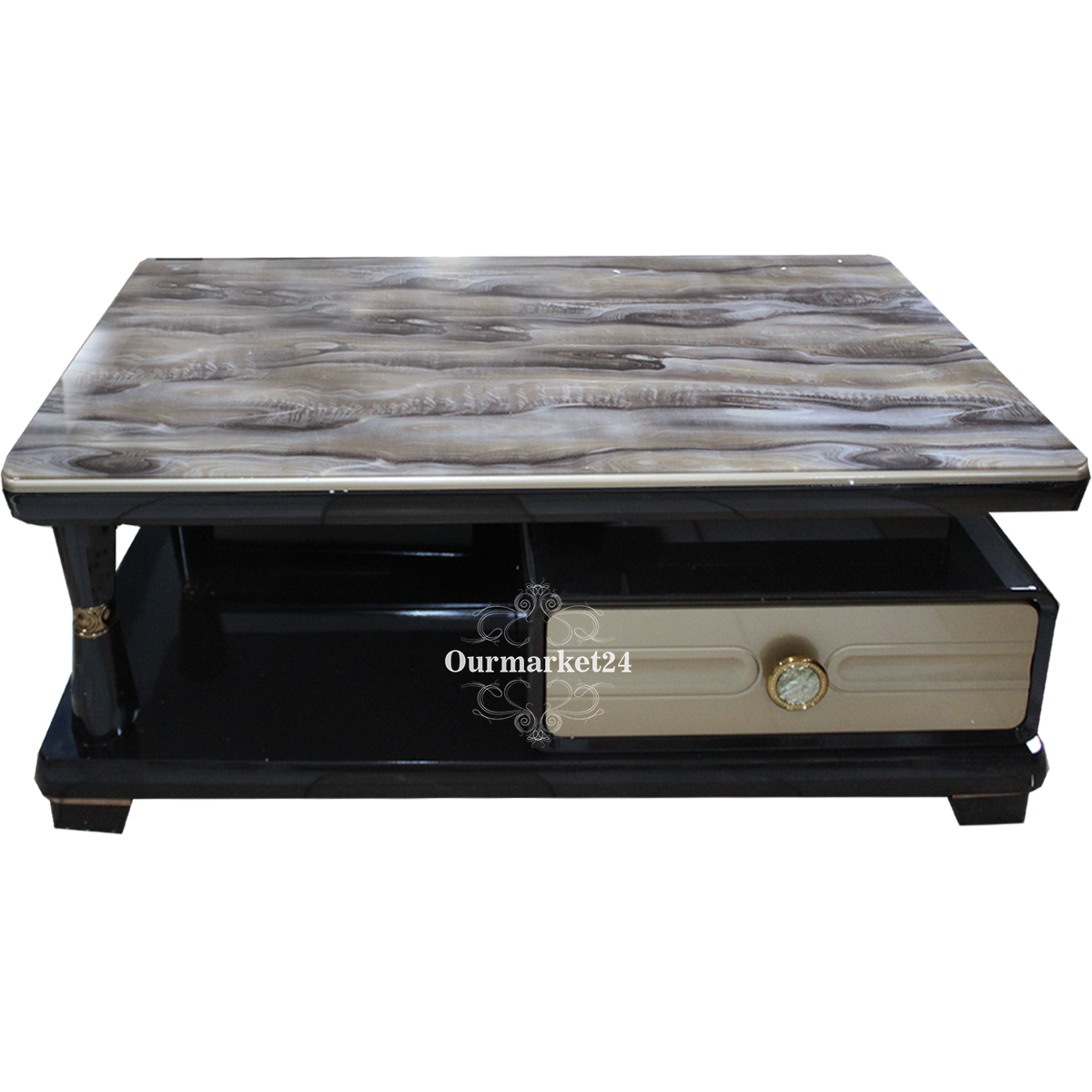 FURNITURE Coffee Tables Glass top coffee table with foot rest